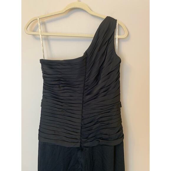 Jade Couture Black Maxi Long One Shoulder Rouched Chiffon Formal Dress Size 8 - Picture 5 of 11